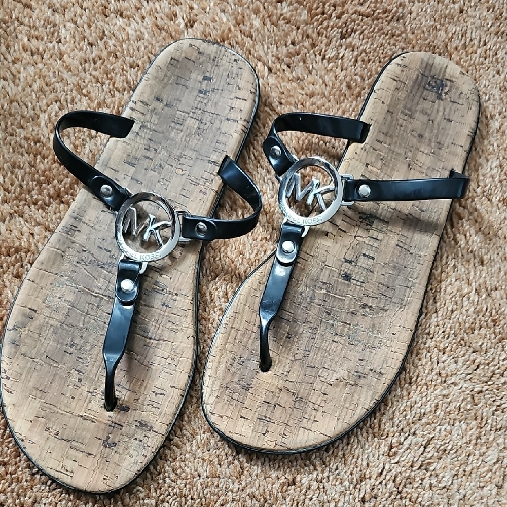 Black MK Logo Sandals